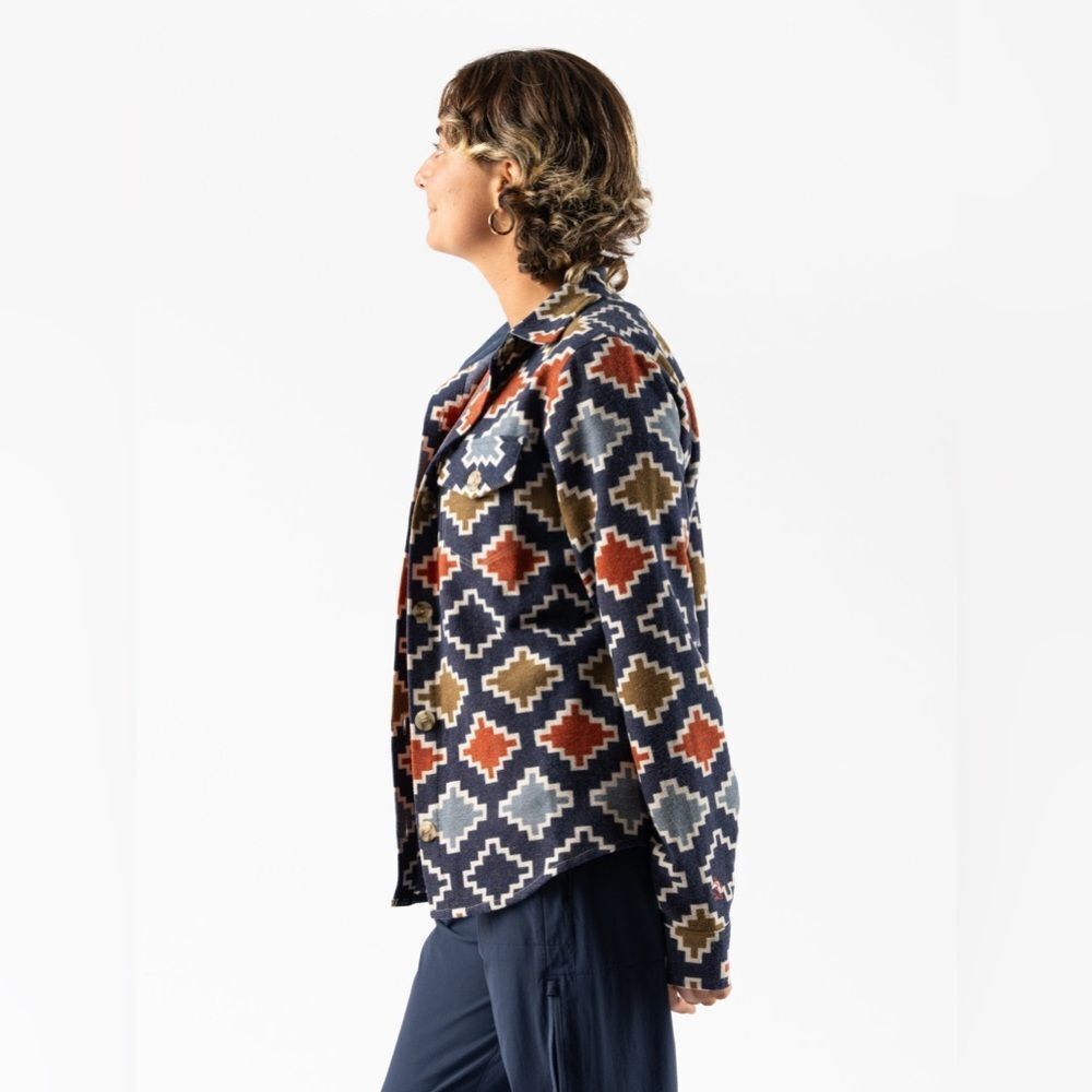 Rabbit High Country Ls Wool New With Tags Size Large Blue Stairstep Diamond — image 3 of 8